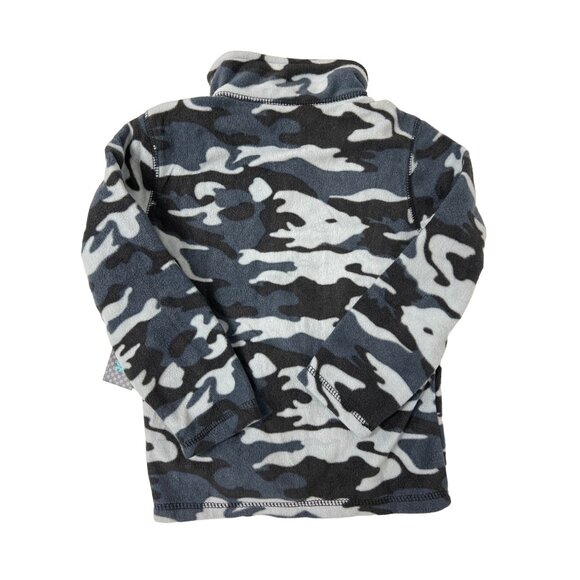 Kids Bold Blue Plush Zip-Up Camo Jacket Size 4 With Navy Blue & Gray Pattern - Picture 3 of 3